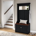 thumbnail image 3 of Bush Furniture Fairview Hall Tree with Storage Bench, Black and Cherry, 3 of 8