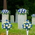 thumbnail image 5 of BKER 1PC Cemetery Flowers For Cemetery Faux Rose Realistic Silk Cemetery Flowers Bouquet With Saddle In Decorative Lasting Cemetery, 5 of 5