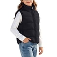 thumbnail image 2 of vokkrv Kids Solid Color Zip Up Sleeveless Jacket, Wind Resistant Warm Casual Outerwear, Fashion Daily Coat for Boys Girls Winter Outdoor Activities Black 3-4 Years, 2 of 7