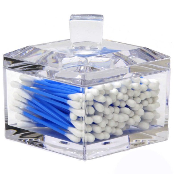 Modern Faceted Square Acrylic Cotton Ball Swabs Qtips Holder Walmart
