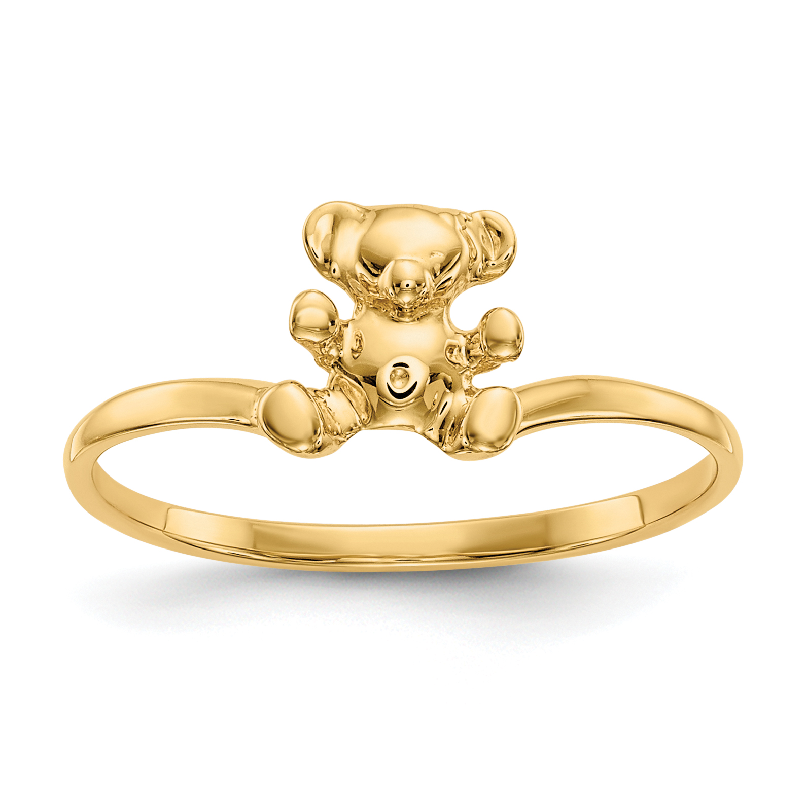 14k Yellow Gold Childs Teddy Bear Band Ring Size 5.00 Baby Animal Fine Jewelry For Women Gifts