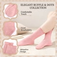 thumbnail image 3 of Bocaoying 6 Pcs Ruffle Cotton Socks for Women, Polka Dot Socks, Cute Lettuces Ankle Socks for Ladies, Breathable Lightweight Casual Socks for Outside, Dailywear, Black/Gray/Pink/White/Yellow, 6-8.5, 3 of 8