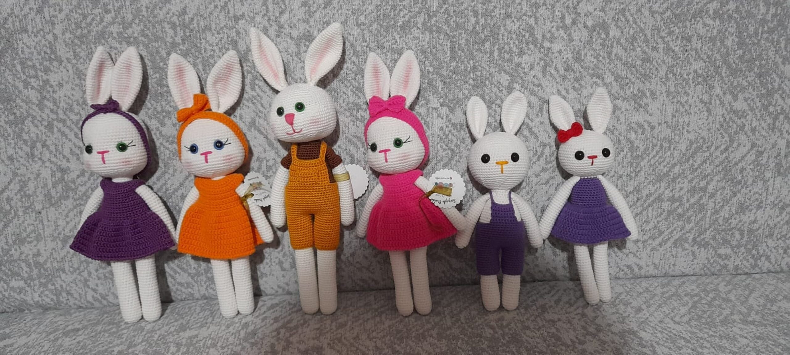 Handmade Amigurumi Rabbit Toy Buddy Bunny Easter Bunny Doll For Kids Unicex – Orange Rabbit 2- 4.72 inches
