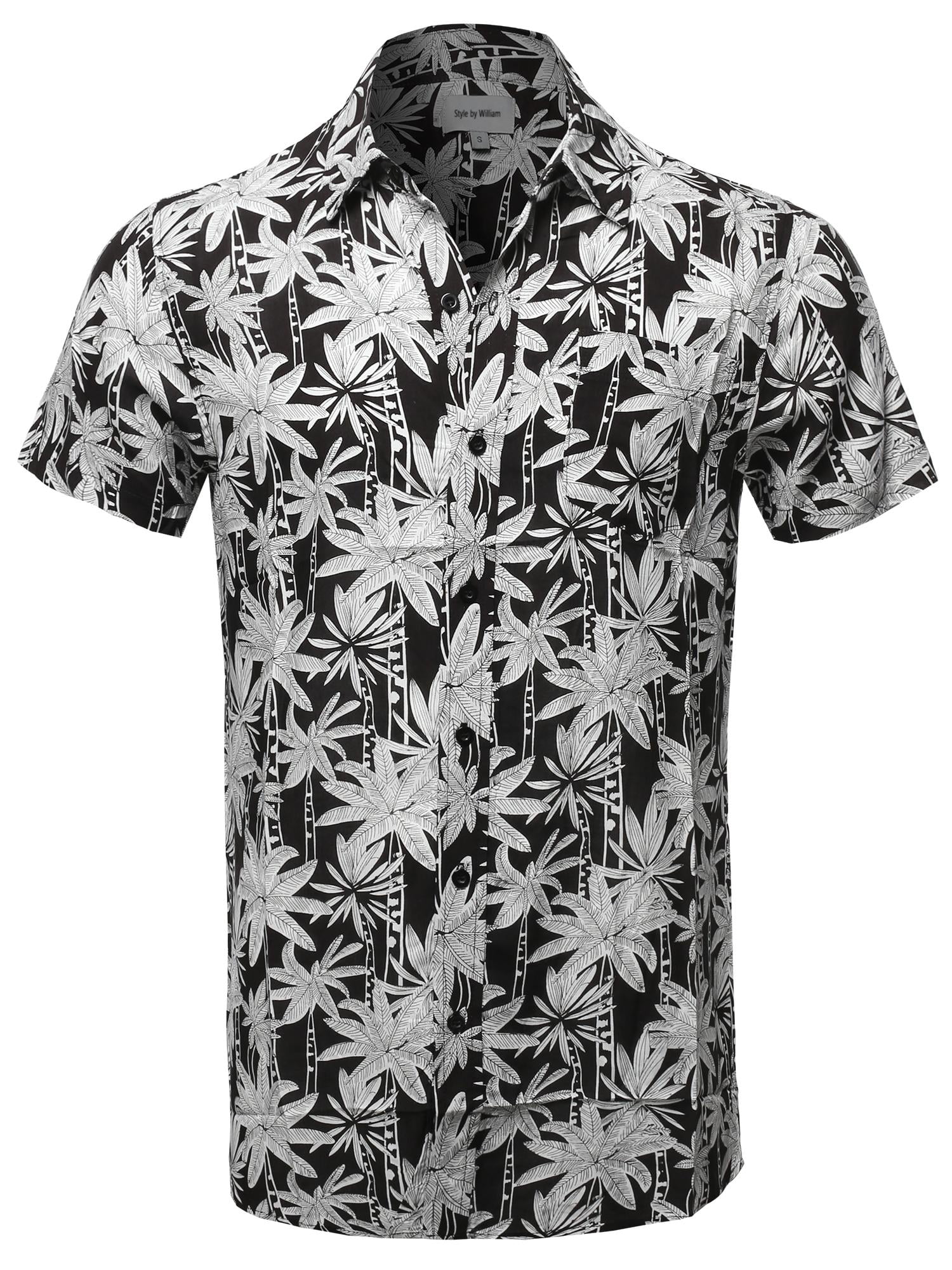 FashionOutfit Men's Casual Patterned Button Down Chest Pocket Short 