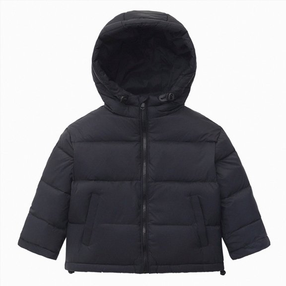 Linfrsh Kids Boy’s Winter Coat Windproof Hooded Puffer Jackets Warm Outerwear Parka Padded Jacket(Black,10-12 Years)
