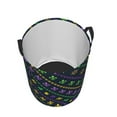 thumbnail image 3 of Balery Mardi Gras Strings of Beads Round Laundry Basket with Handles Waterproof Freestanding Laundry Hamper for Clothes Toys in the Dorm and Family-Medium, 3 of 8