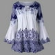 thumbnail image 2 of Camiseta con manga de trompeta estampada Chinoiserie para mujer Camiseta con ojo de cerradura Fridja  hj3104, 2 of 8