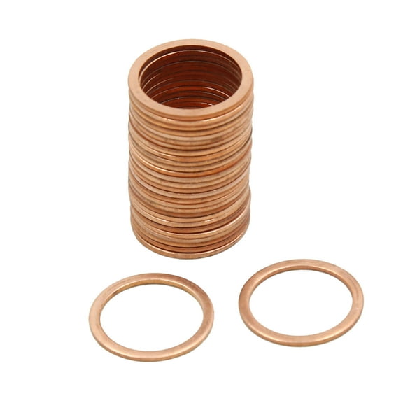 16mm Inner Dia Copper Flat Washer Sealing Gaskets Plate Rings for Car 30pcs