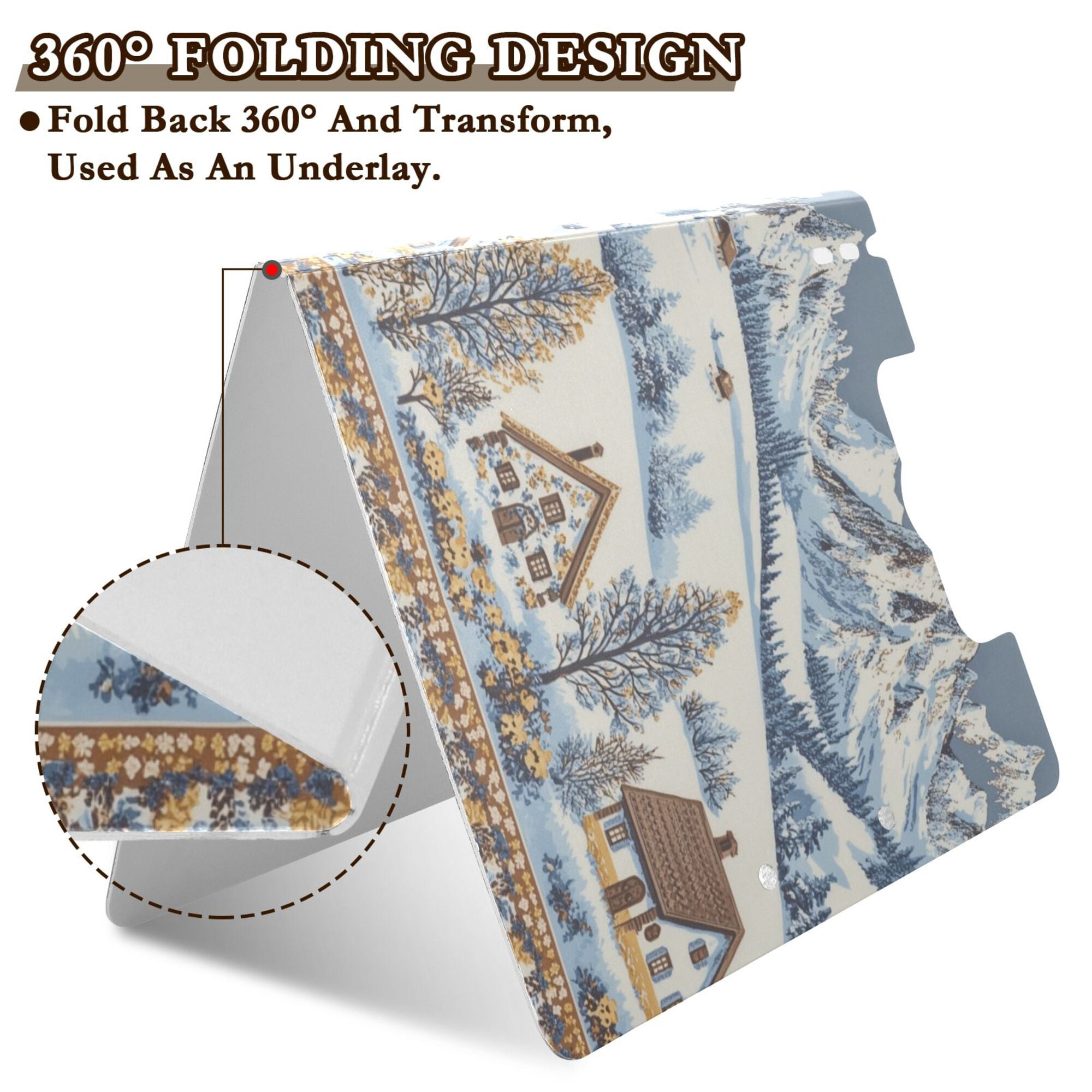 FORMRS A4 Clipboard Folder with Pen Holder Horizontal Foldable School Office Binder, Blue Snowy Mountain