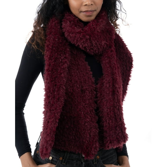 I.N.C. International Concepts Women's Faux-Fur Scarf, Red, One Size