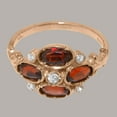 thumbnail image 5 of LBG British Made 18k Rose Gold Natural Diamond & Garnet Womens Statement Ring - 33 size options - Size 7, 5 of 6