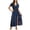 Dark Blue, variant on Women's Boho Floral Maxi Dress Summer Short Sleeve Wrap V Neck Long Flowy Beach Vacation Wedding Guest Dresses White XXS