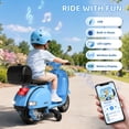 thumbnail image 4 of Vespa Officially Licensed 12V Kids Ride On Motorcycle, Dual 100W Motors Electric Scooter with Training Wheels, PU Seat, Storage Trunk, Music & LED Lights, Ages 3-6, Blue, 4 of 10