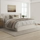 thumbnail image 2 of Aura Beige Buttercream Upholstered King Size Bed Frame With Storage, Upholstered Headboard, Modern Wingback Design Bed, Metal King Bed Frame with High Headboard, 2 of 8