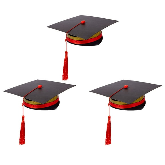 Eease 3 Sets Paper Graduation Cap with Tassels Paper Graduation Cap Headbands Graduation Cap Bottle Toppers Bachelor Graduation Hat Grad Hat for Student Grad Party Favor