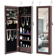 BINBINYOULI,Fashion Simple Jewelry Storage Mirror Cabinet Can Be Hung On The Door Or Wall
