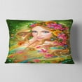 thumbnail image 2 of Designart Fairy Woman with Colorful Flowers - Floral Throw Pillow - 12x20, 2 of 5