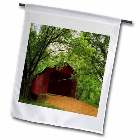 3dRose, USA, Missouri, Sandy Creek Covered Bridge State Historic Site., 18 x 27 inch Garden Flag