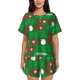 thumbnail image 1 of Balery Cute Santa Conjunto de Pijama para Mujer con Estampado, Dos Piezas de Manga Corta y Shorts, Ropa de Dormir Suave con Cuello Redondo y Bolsillos-X-Large, 1 of 6