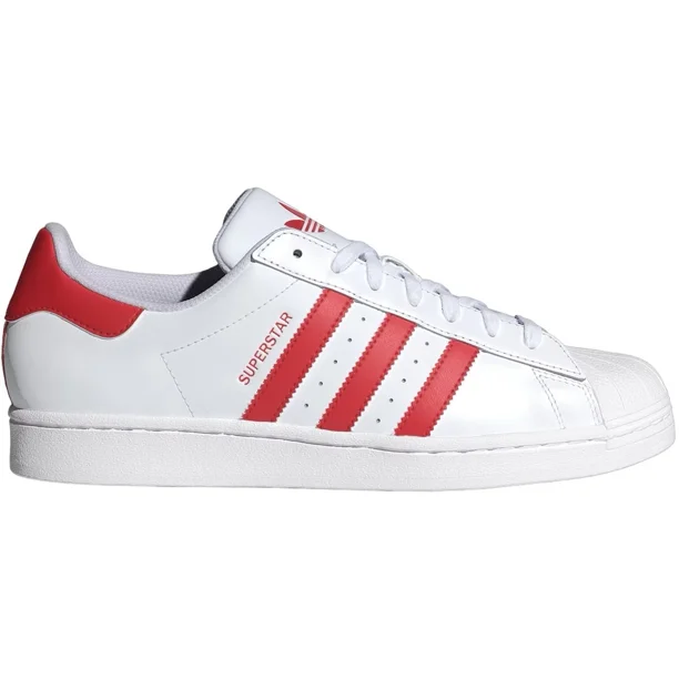 Size 11.5- Ad-id-as Men’s Superstars Sneakers Shoes, White/Better Scarlet.