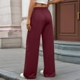 thumbnail image 3 of Womens Wide Leg Sweatpants High Waisted Baggy Pants Fashion Teen Girl Drawstring Athletic Joggers Wine Red M, 3 of 8