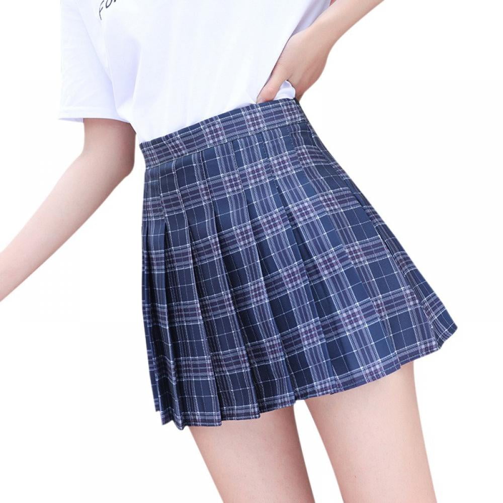 Women's Casual High Waist Plaid A Line Pleated Mini Skirt - Walmart.com