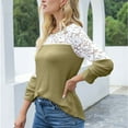 thumbnail image 5 of Patlollav Ladies Round Neck Solid Color Patchwork Lace Tops/Shirt, 5 of 6