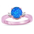 thumbnail image 3 of Star K � 3 Three Stone Round Created Blue Opal Classic Engagement Promise Ring, 3 of 9