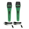 Pair of Professional Portable Microphone with Digital Processing, Steel Construction, Singing Machine, 10 Ft Cable Wired Mic Included, XLR to 1/4, Green Karaoke DJ Wired Microphone, Church