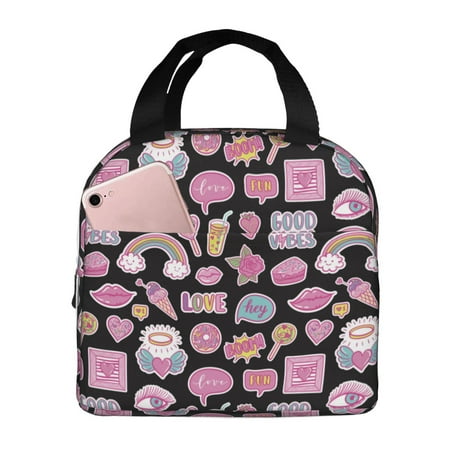 Insulated Lunch Bag for Women Men - Pink elements Leakproof Cooler Lunch Box for Women Men  Lunch Tote Bags for Work School Picnic Travel