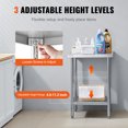 thumbnail image 5 of VEVOR Stainless Steel Prep Table,24 x 24 x 34 Inch,700 lbs Load Capacity, Heavy Duty Metal Worktable with 3 Adjustable Height Levels,Commercial Workstation for Kitchen Garage Restaurant Backyard, 5 of 9