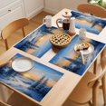 thumbnail image 5 of Winter Landscapes Placemats Set of 6 Snowfall Nature Forest Sunset Place Mats Indoor Wipeable Table Mats Washable Cloth Dining Table Placemats for Kitchen Holiday Party Home Decor 13x19 Inch, 5 of 9