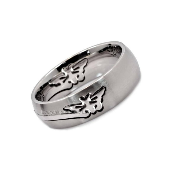 Metals Jewelry Adult Men's / Women's Butterfly Shaped Insert Puzzle Ring Surgical 316L Stainless Steel 6mm Size 4