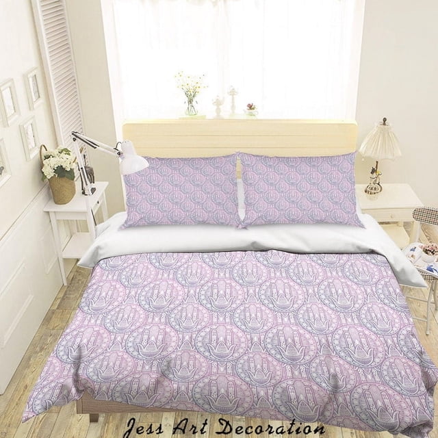 3D púrpura Flor Patrón Funda de edredón Set Ropa de cama Set Funda Nórdica Fundas de almohada