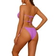 thumbnail image 3 of INSPIRE CHIC Women's Ruffle Pleated Push Up Bikini Sets 2 Piece High Cut Tie Side String Bikini Swimsuits X-Large Purple, 3 of 5