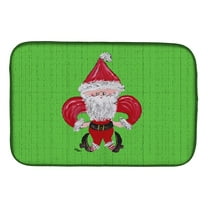 Christmas Fleur de lis Santa Claus Dish Drying Mat