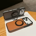 thumbnail image 5 of Magnetic Case for iPhone 17 Pro Max, Wireless Charging, Rotatable Ring Holder Stand Military Grade Shockproof Protection Classic PU Leather Phone Cover for iPhone 17 Pro Max, Orange, 5 of 11