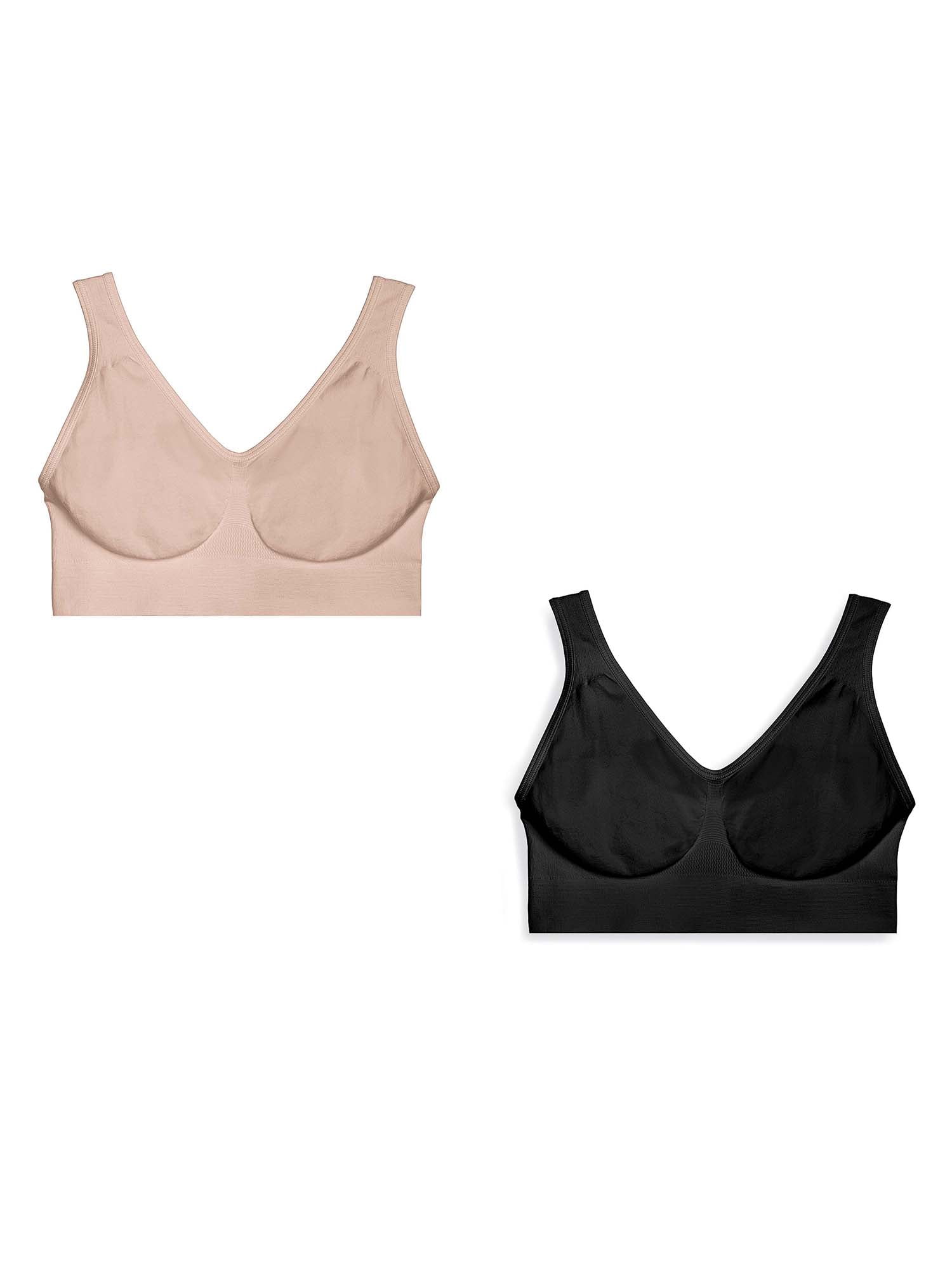Hanes Girls' Seamless ComfortFlex Fit Cozy Pullover Bra 2-Pack,  Asphalt/BLK, Small
