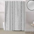 thumbnail image 5 of Fabric Shower Curtain, Boho Black Polka Dot Striped Geometric Farmhouse Style Bathroom Curtain with 12 Hooks Waterproof No Bad Odor Machine Washable Bath Curtains for Bathroom, Spa Room, 72"x84", 5 of 6