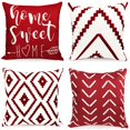 thumbnail image 1 of Fundas de almohada decorativas de 16.0 x 16.0 in, color rojo vino, fundas de almohada para sofá, sala de estar, dormitorio, granja al aire libre, funda de almohada moderna geométrica de lino cuadrada,, 1 of 1