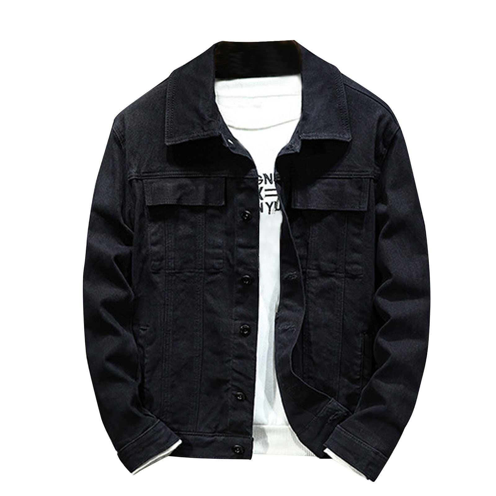 LNWUY Men's Regular Fit Denim Jacket Solid Casual Button