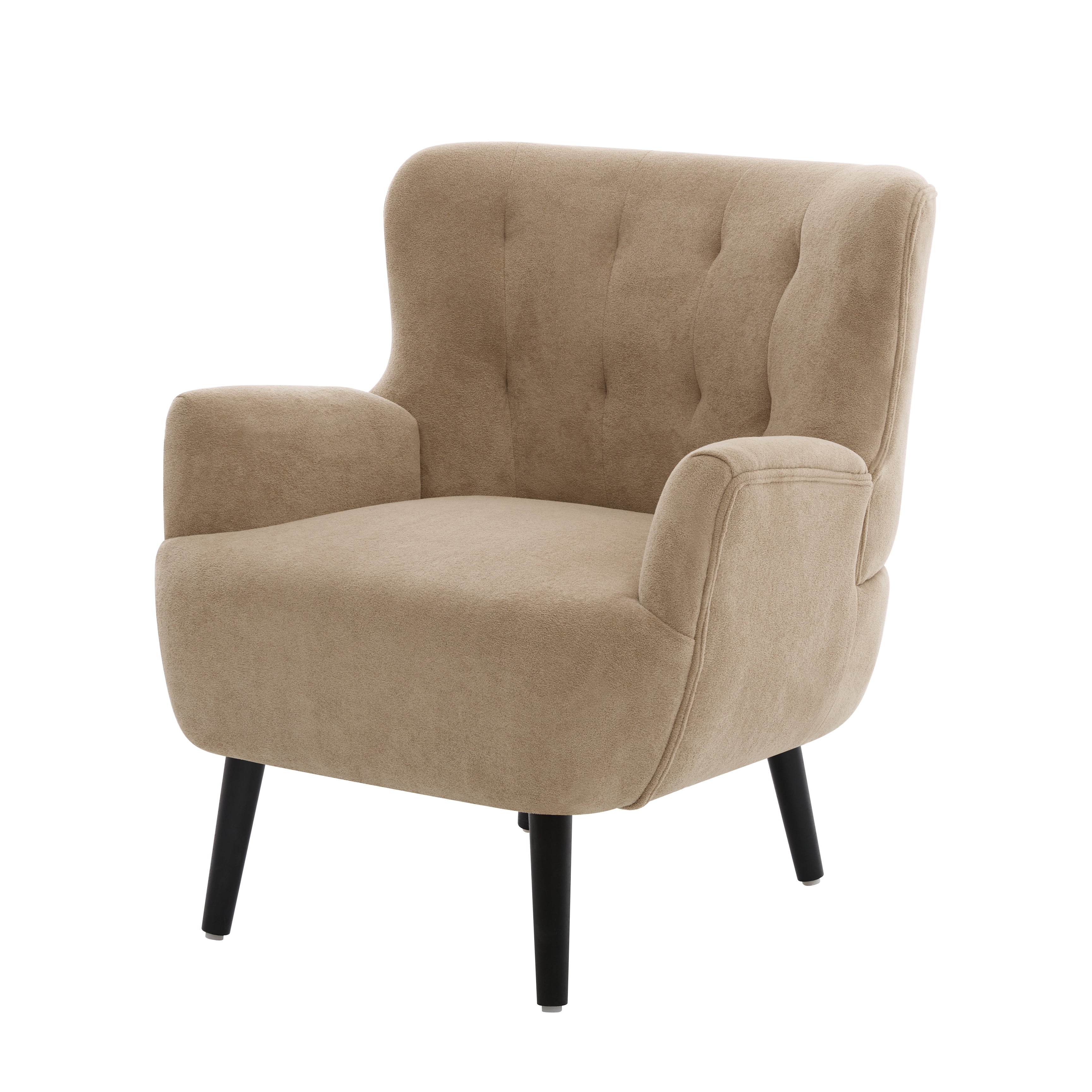 Euroco Modern Accent Chair,Upholstered Armchair with Round Arm & Solid Wood Legs,Comfy Reading Chair Club Chair for Bedroom, Living Room,Brown