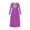 thumbnail image 4 of DISNIMO Purple Wolf Flower Long Sleeve Dress for Kids Fall Dresses for Kids Long Sleeve Dress with Pockets for Girls Long Dress Size 5-6 Girls Long Sleeve Swing Dress for Kids Crew Neck, 4 of 7