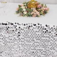 thumbnail image 4 of Balsa Circle 21 feet Silver Big Payette Sequin Satin Dual Layered Table Skirt Party Events Decorations Supplies, 4 of 8