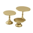 thumbnail image 2 of Soporte de metal para tartas y cupcakes de 3 piezas, base estable y versátil con pedestal alto. Dorado, 2 of 9