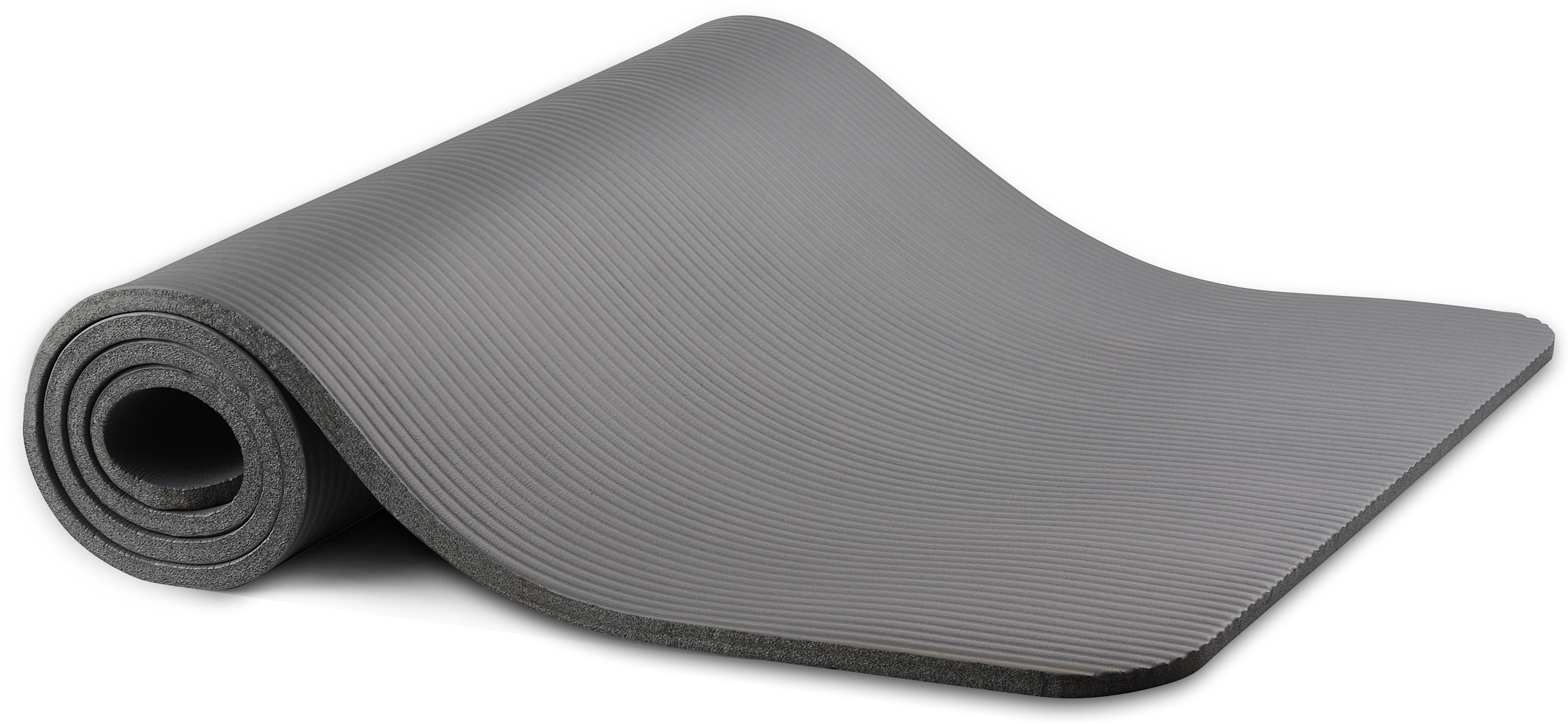 BalanceFrom All-Purpose 1/2 In. High Density Foam Exercise Yoga Mat Anti-Tear with Carrying Strap, Gray