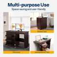 thumbnail image 2 of SPECSTAR Folding Sewing Craft Table, Rolling Sewing Machine Desk with Storage Shelves, Sewing Cabinet with Lift for Small Spaces, Dark Brown, 2 of 7