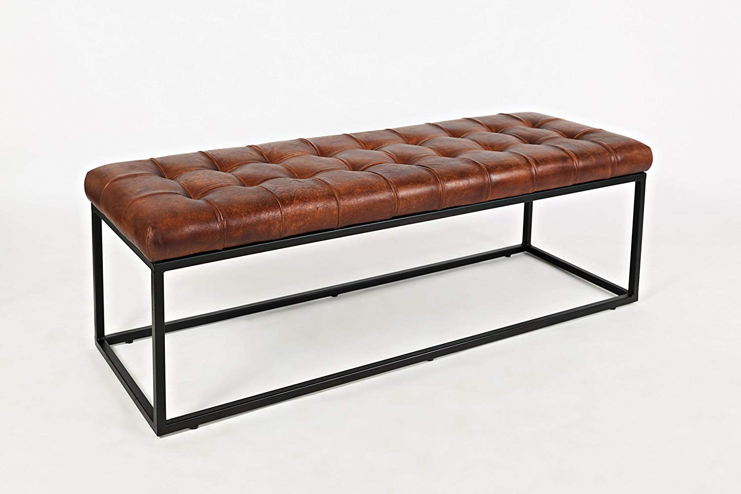 Global Archive Leather Ottoman - Saddle