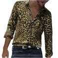 thumbnail image 2 of Aimik Hanes Up to 65% off Clearance Men's Fashion Leopard Lapel Shirts - Dressy Long Sleeve Button Down Business Casual Shirt-Brown XXL, 2 of 6