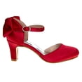 thumbnail image 3 of Badgley Mischka Girls Heel Dress Shoes, Red Satin, 4, 3 of 6